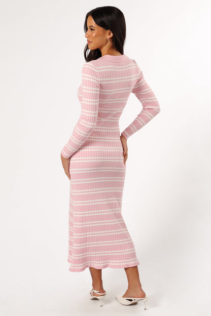 Eliana Long Sleeve Midi Dress - Pink