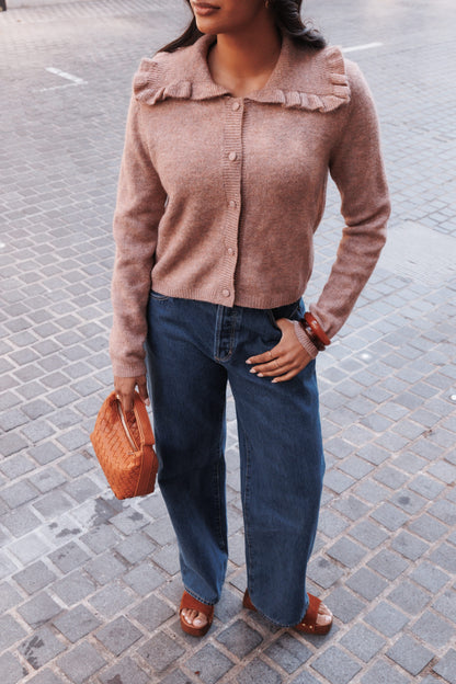 Carmello Frill Collar Cardigan - Mocha