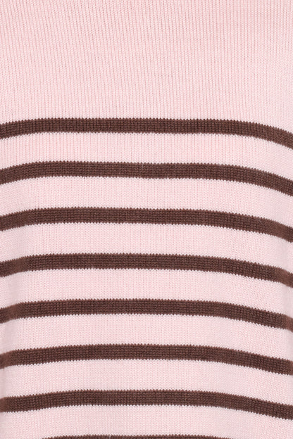 Eleanora Striped Knit Pullover Sweater - Pink