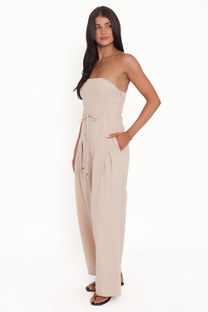 Calliope Tie Waist Jumpsuit - Wheat