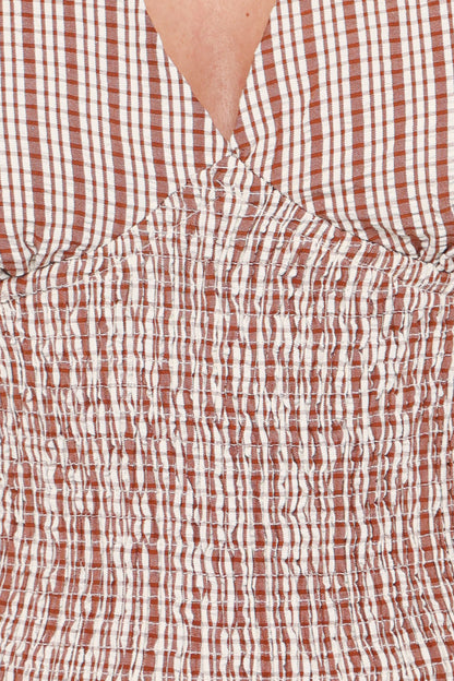 Eirlys Tiered Skirt Set - Brown White