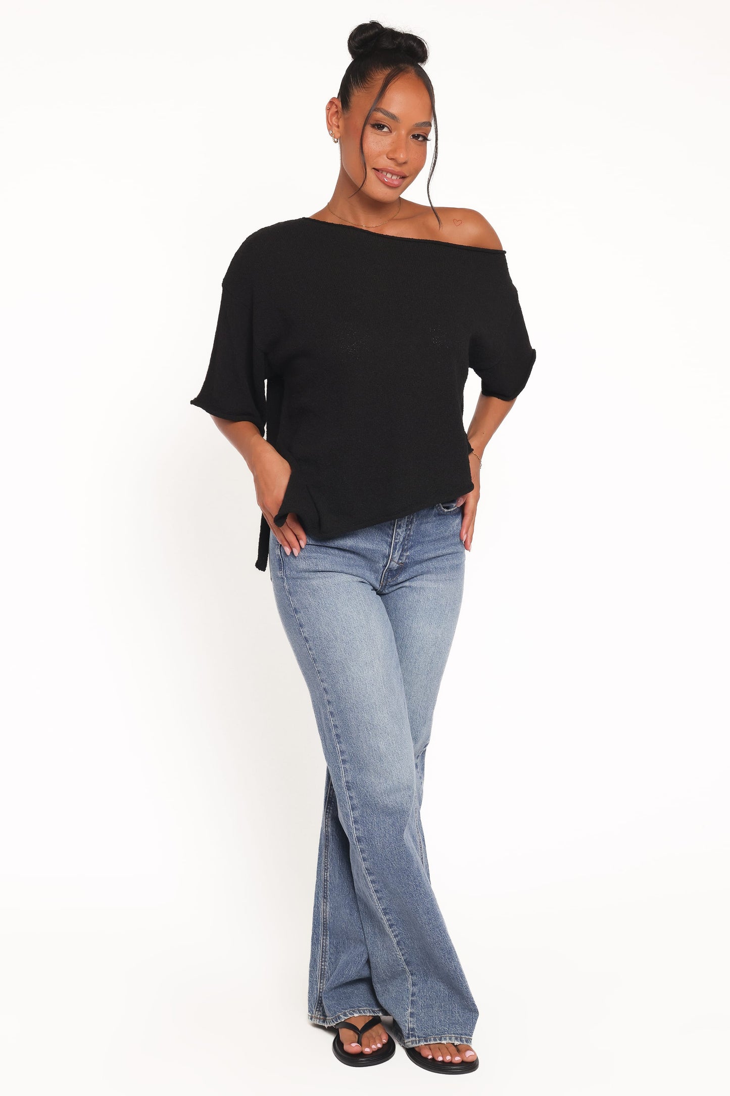 Ardena Boucle Knit Top - Black