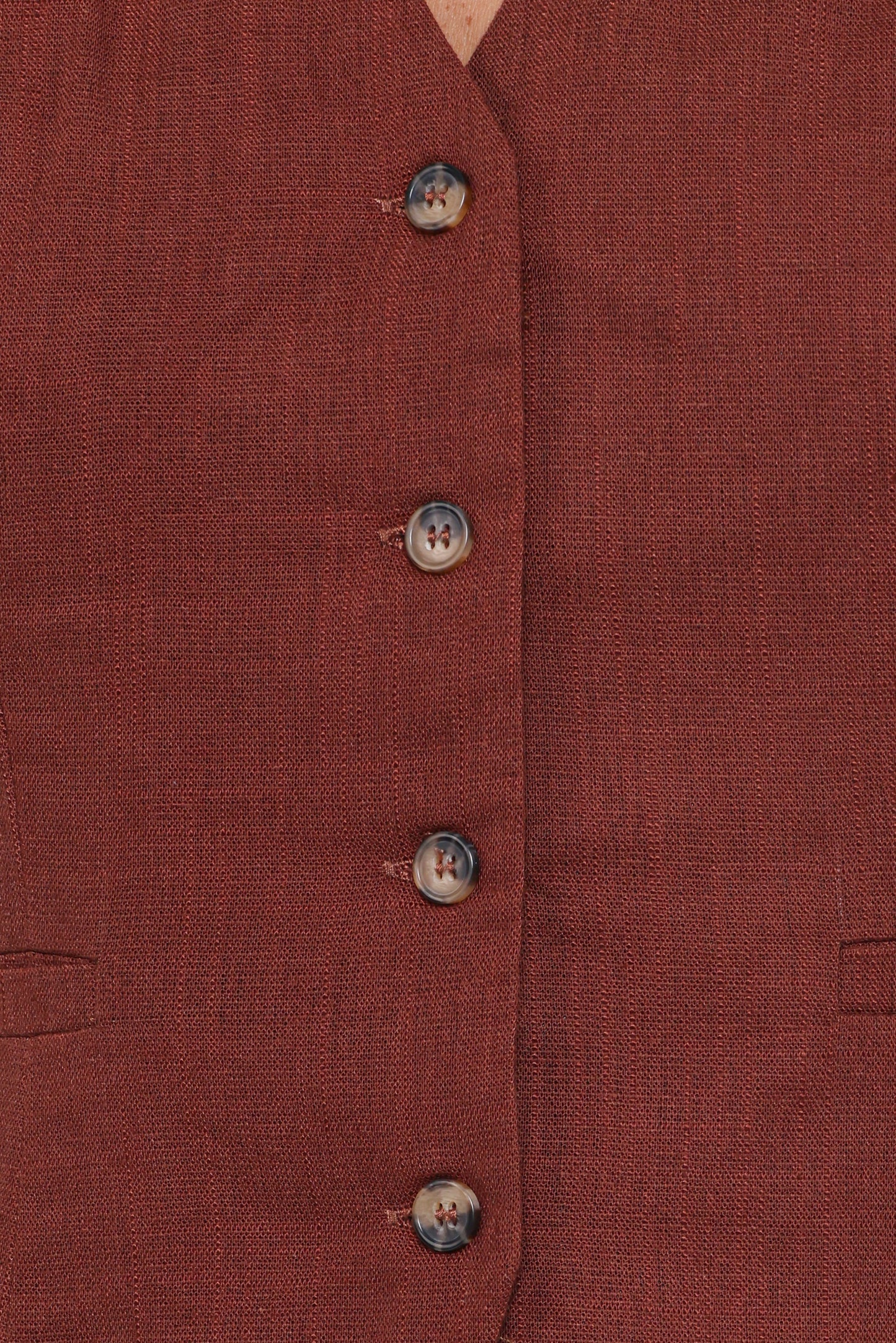 Bell Linen Vest - Brown