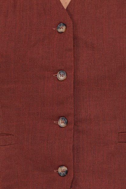 Bell Linen Vest - Brown