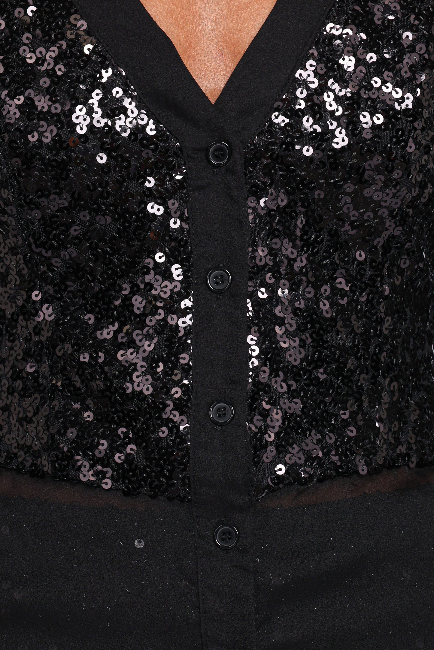 Eliana Sheer Sequin Blouse - Black
