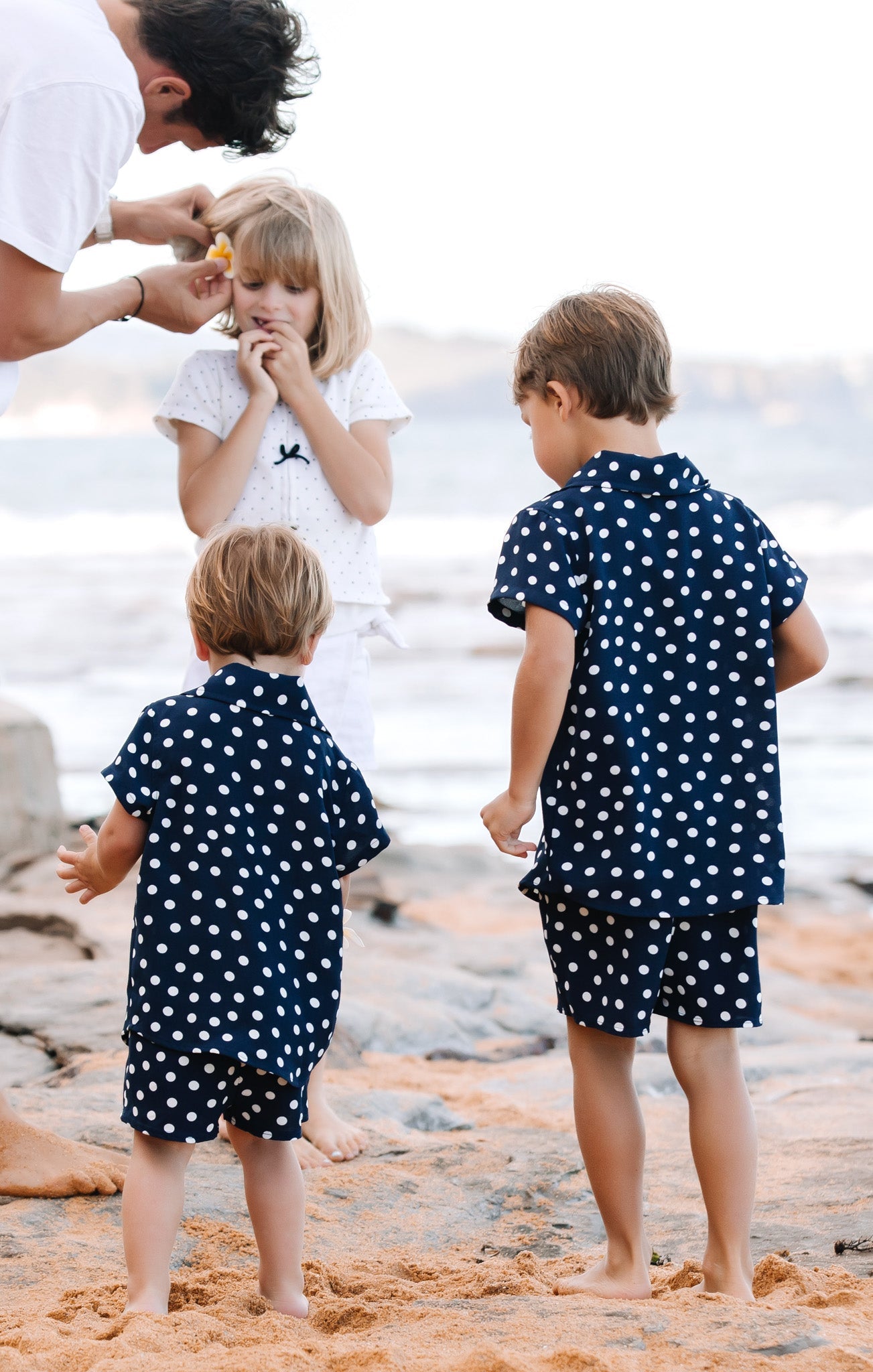 Lil Easy Shorts ~ Navy Polka Dot