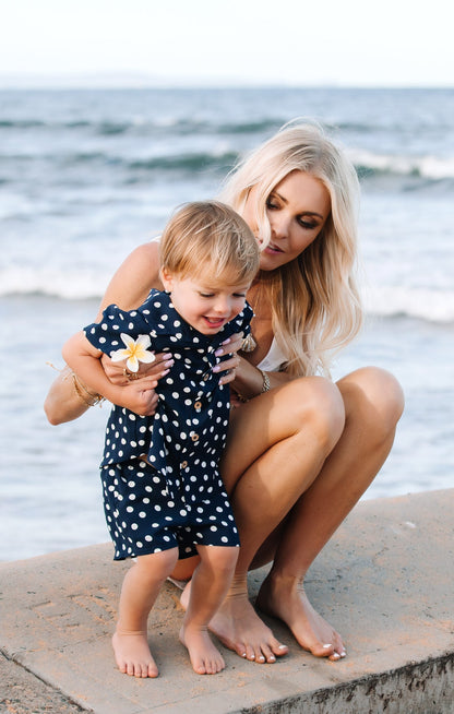 Lil Easy Shorts ~ Navy Polka Dot