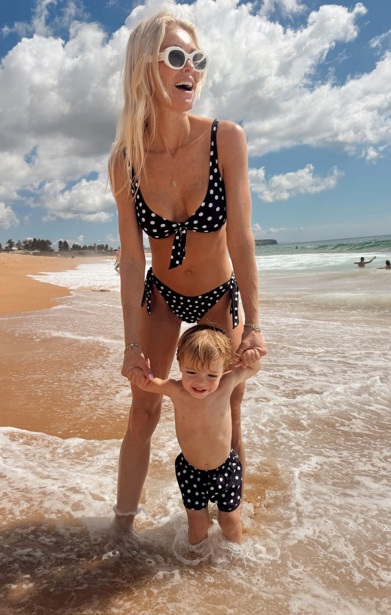Little Beach Bum Trunks ~ Navy Polka Dot