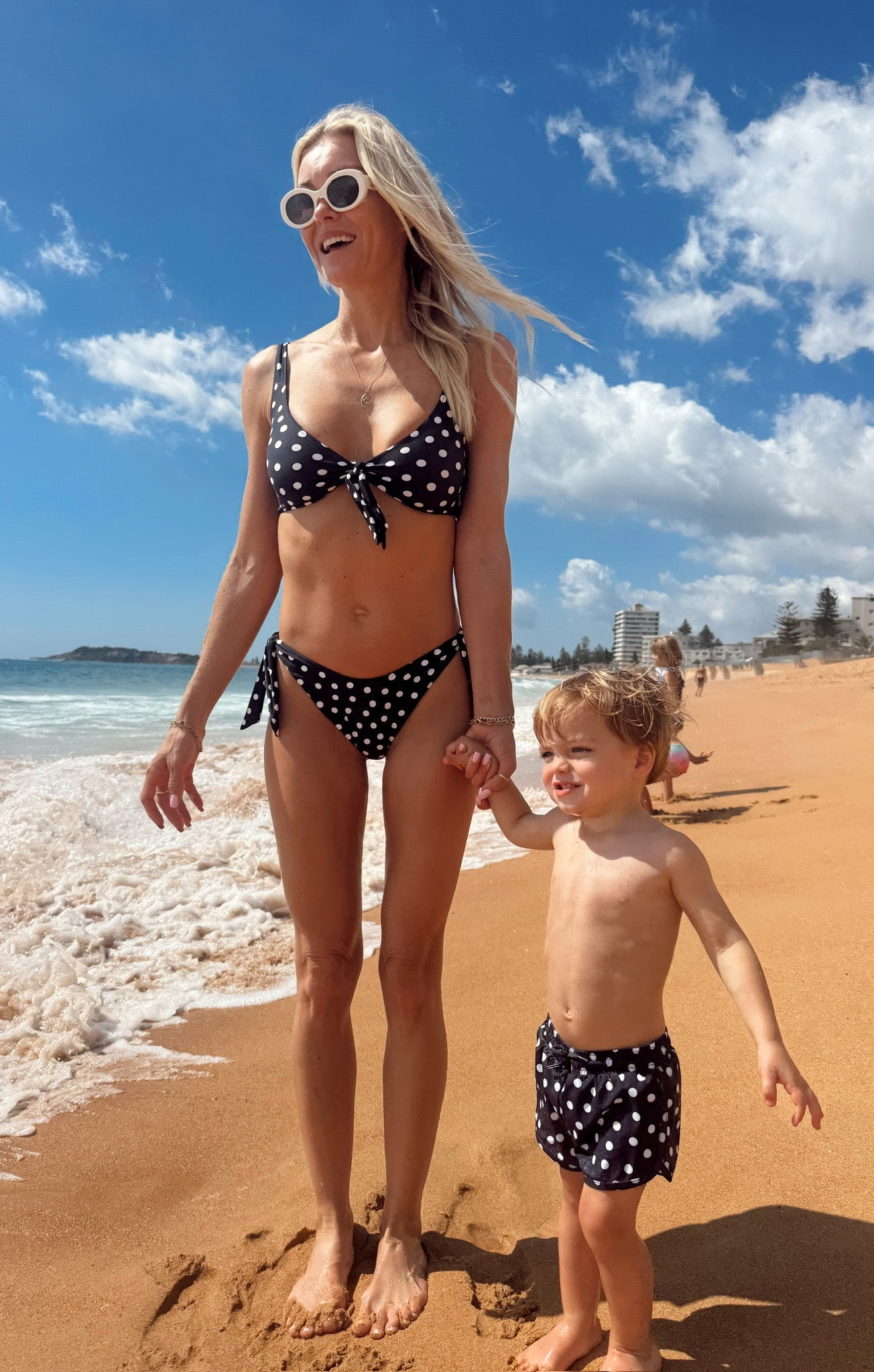 Little Beach Bum Trunks ~ Navy Polka Dot