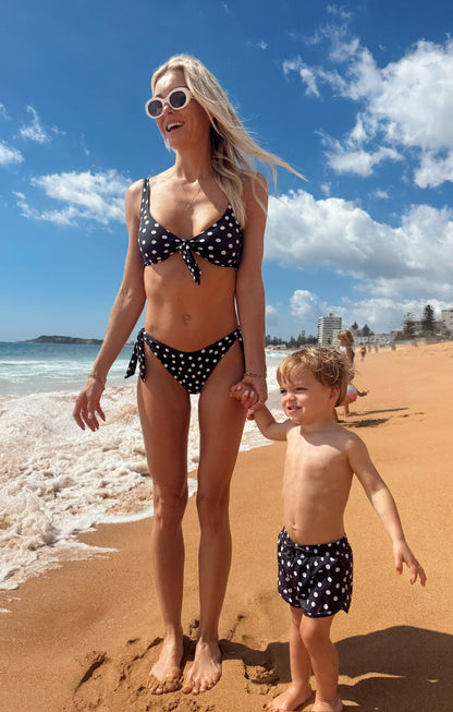 Little Beach Bum Trunks ~ Navy Polka Dot
