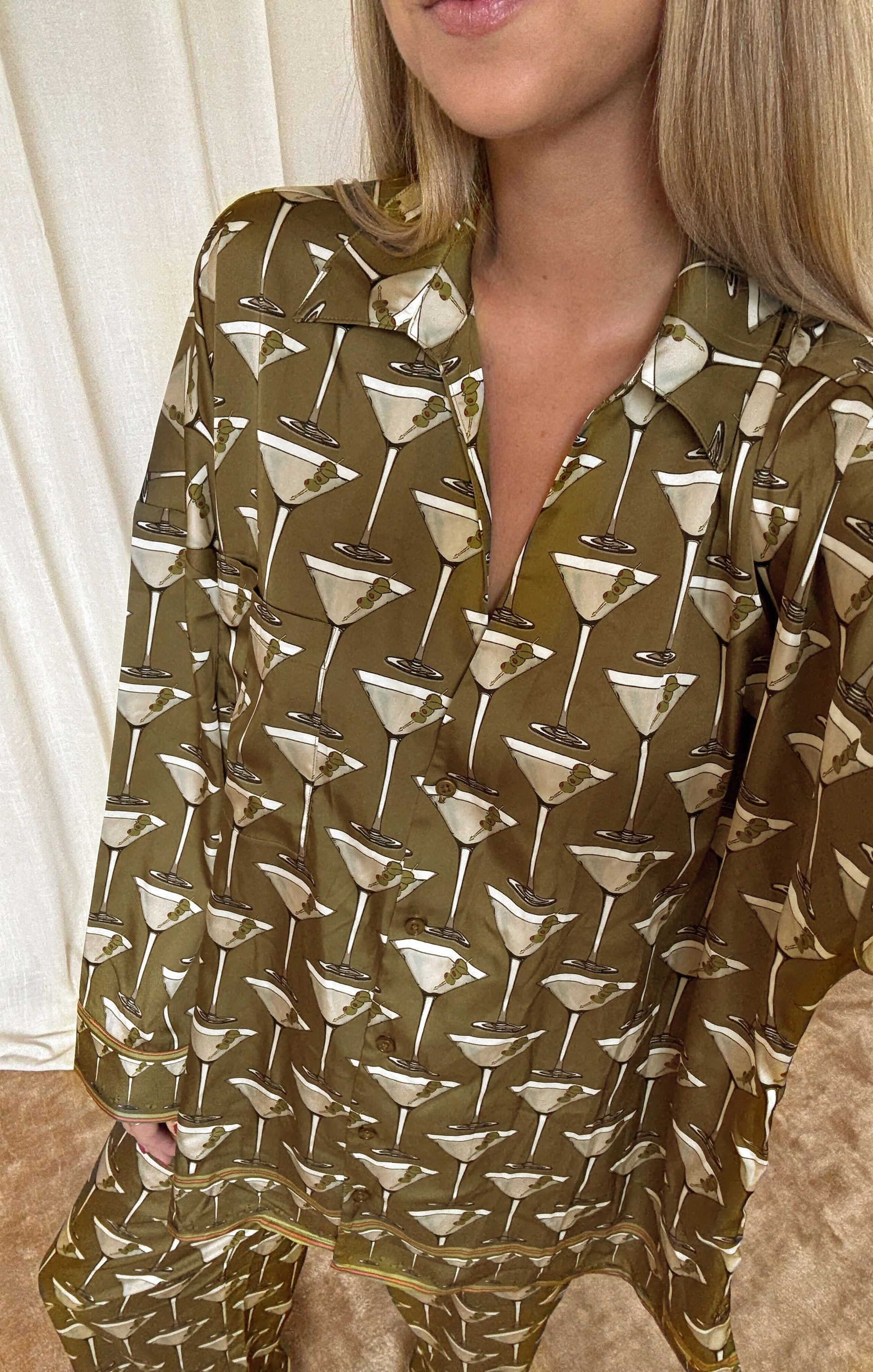 Overslept PJ Set ~ Extra Dirty Martini Silky