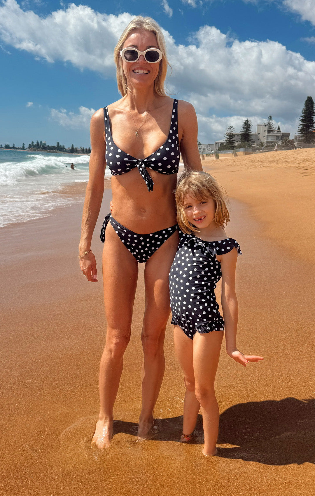 Madeline One Piece ~ Navy Polka Dot