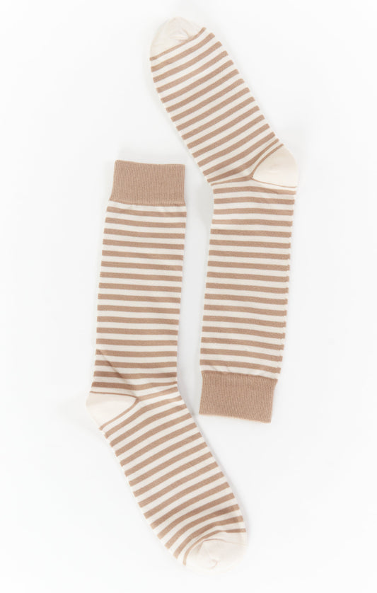 Owen Sock ~ Soft Beige and Dune Stripe